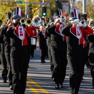 homecoming parade with marching mules