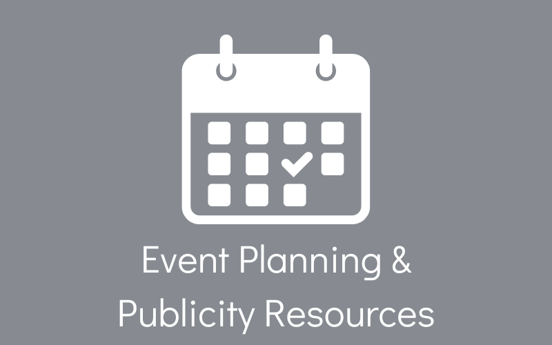 gray button reading event and publicity resources