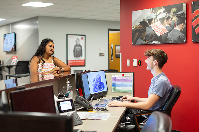 A student at the Success Advising Center