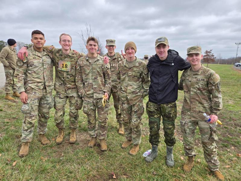 Cadets standing in a group after doing training