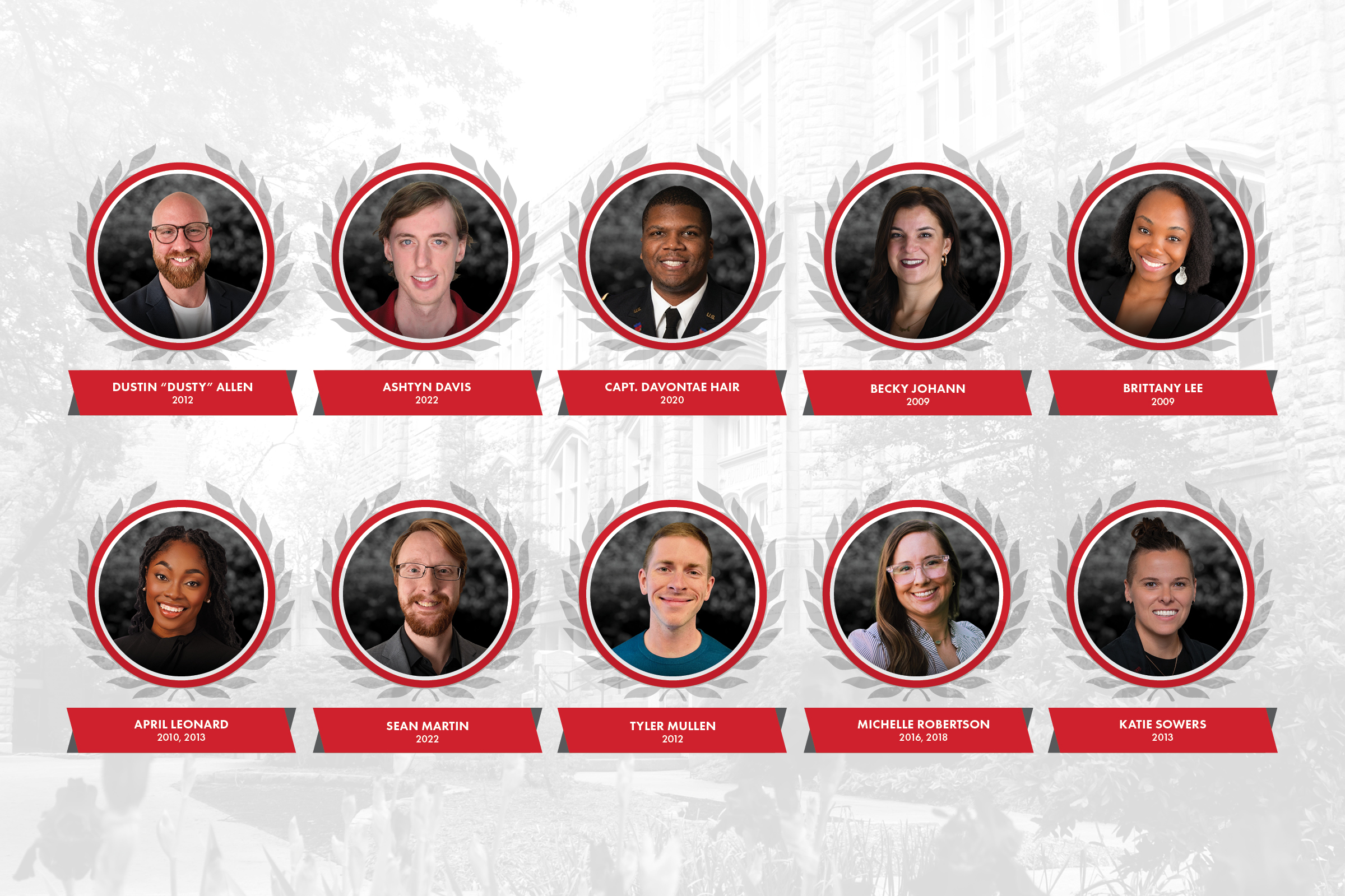A graphic features a headshot photo of each 