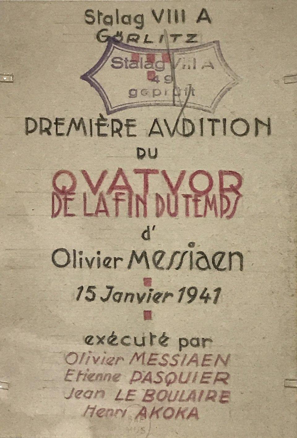Original score cover page for Messiaen’s 