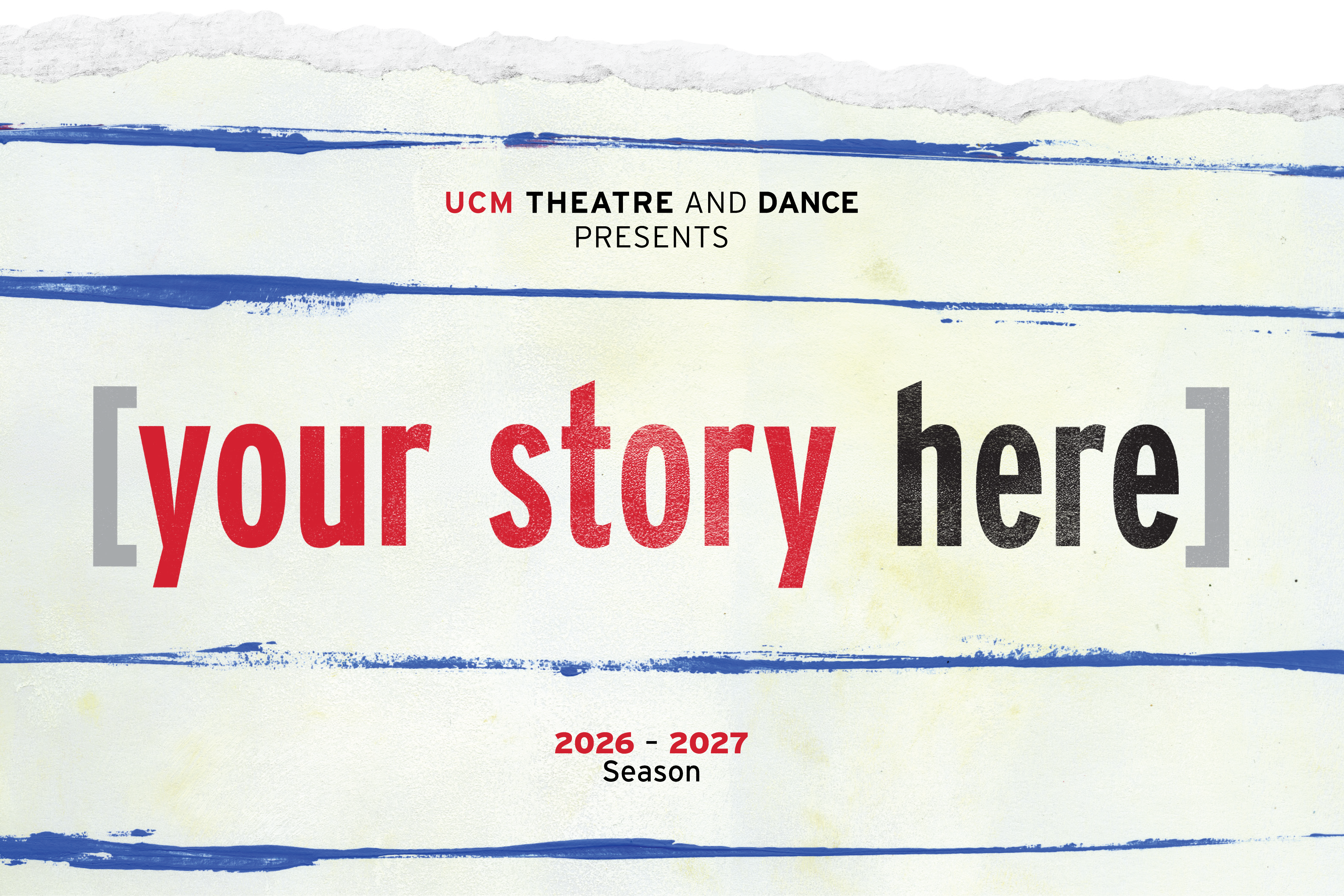 Promotional graphic for UCM Theatre and Dance's 2026-27 season, 