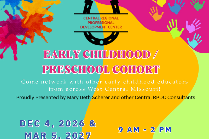 A graphic with finger painting and the text - Early Childhood - Preschool Cohort