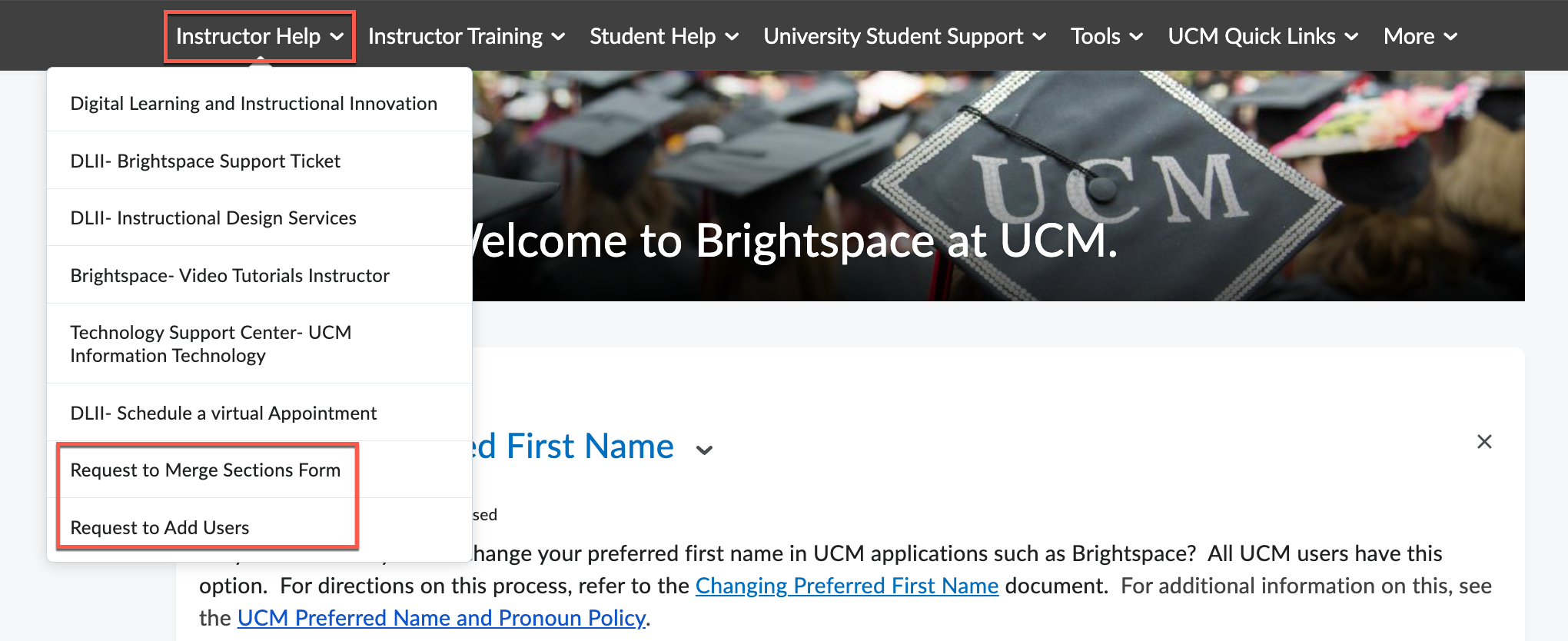 Forms Location in Brightspace