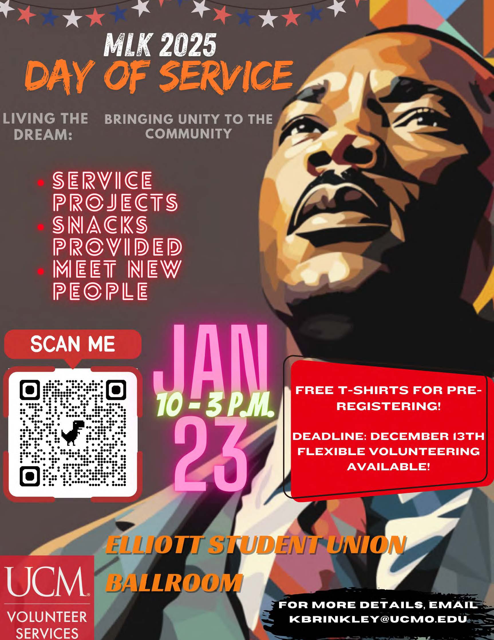MLK Day of Service Flyer January 23rd from 10 AM to 3 PM
